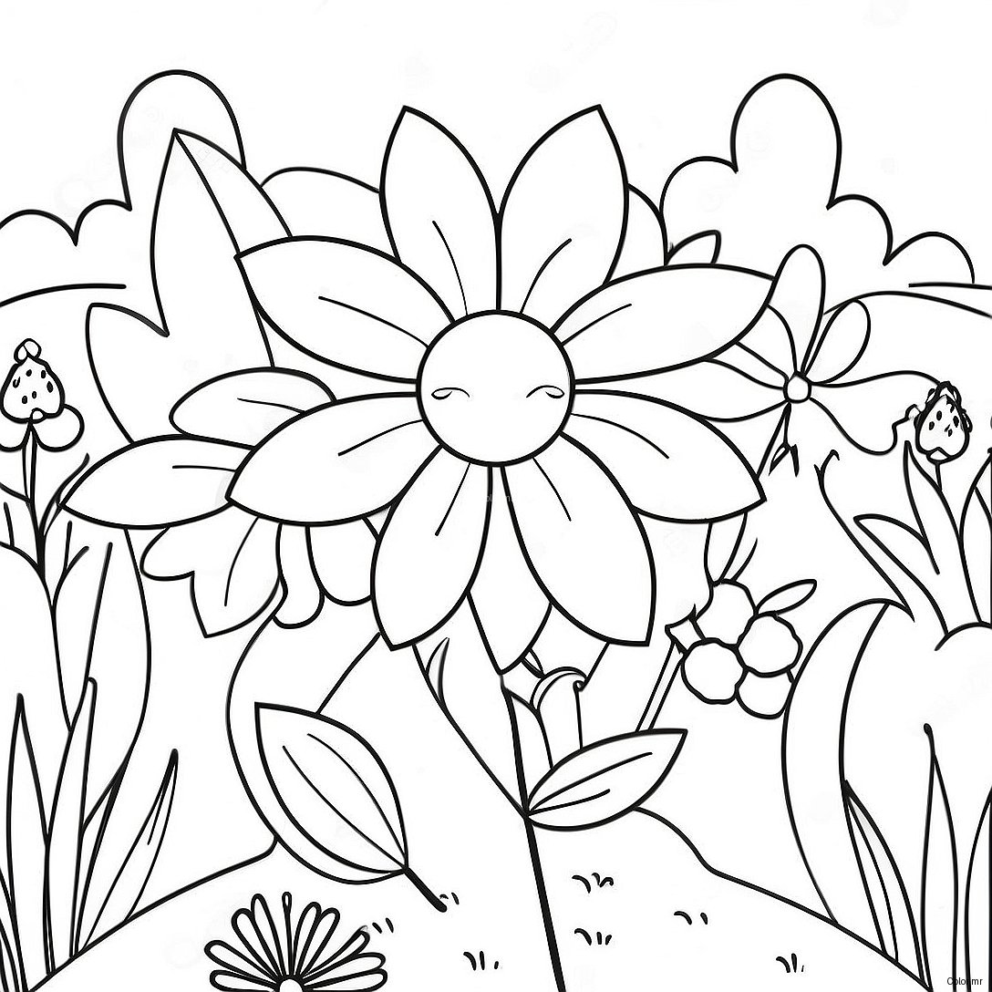 Beautiful Flower Garden Grayscale Coloring Page 64471 53315