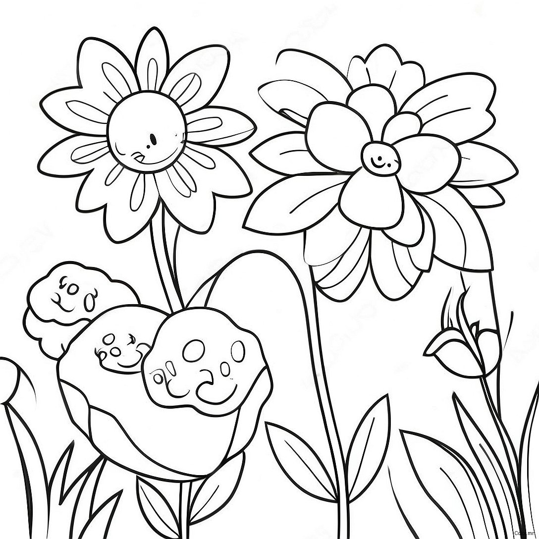 Beautiful Flower Garden Grayscale Coloring Page 64471 53316