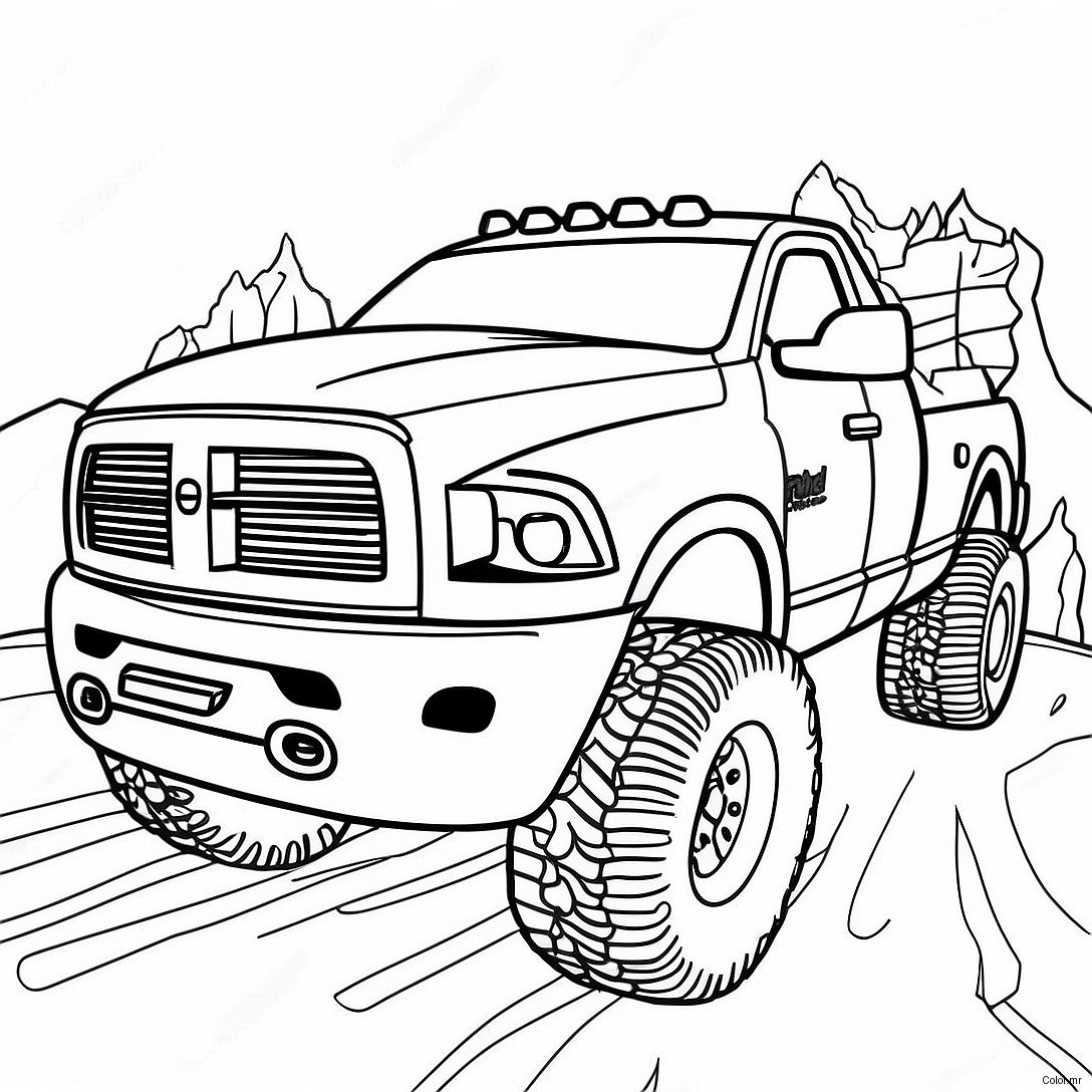 Custom Lifted Dodge Ram 1500 Truck Coloring Page 46854 39001