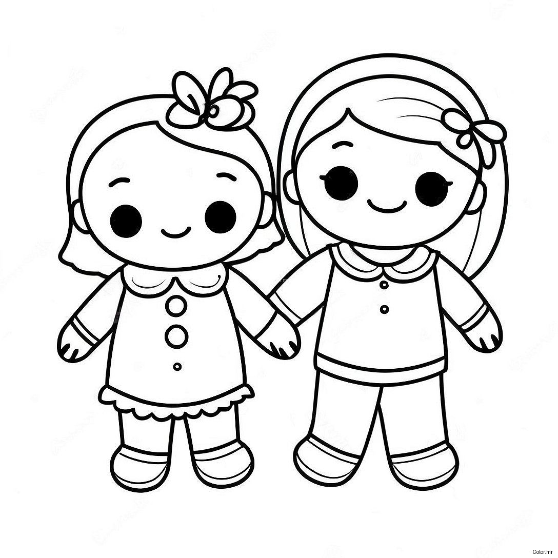 Cute Best Friends Holding Hands Coloring Page 31509 28204