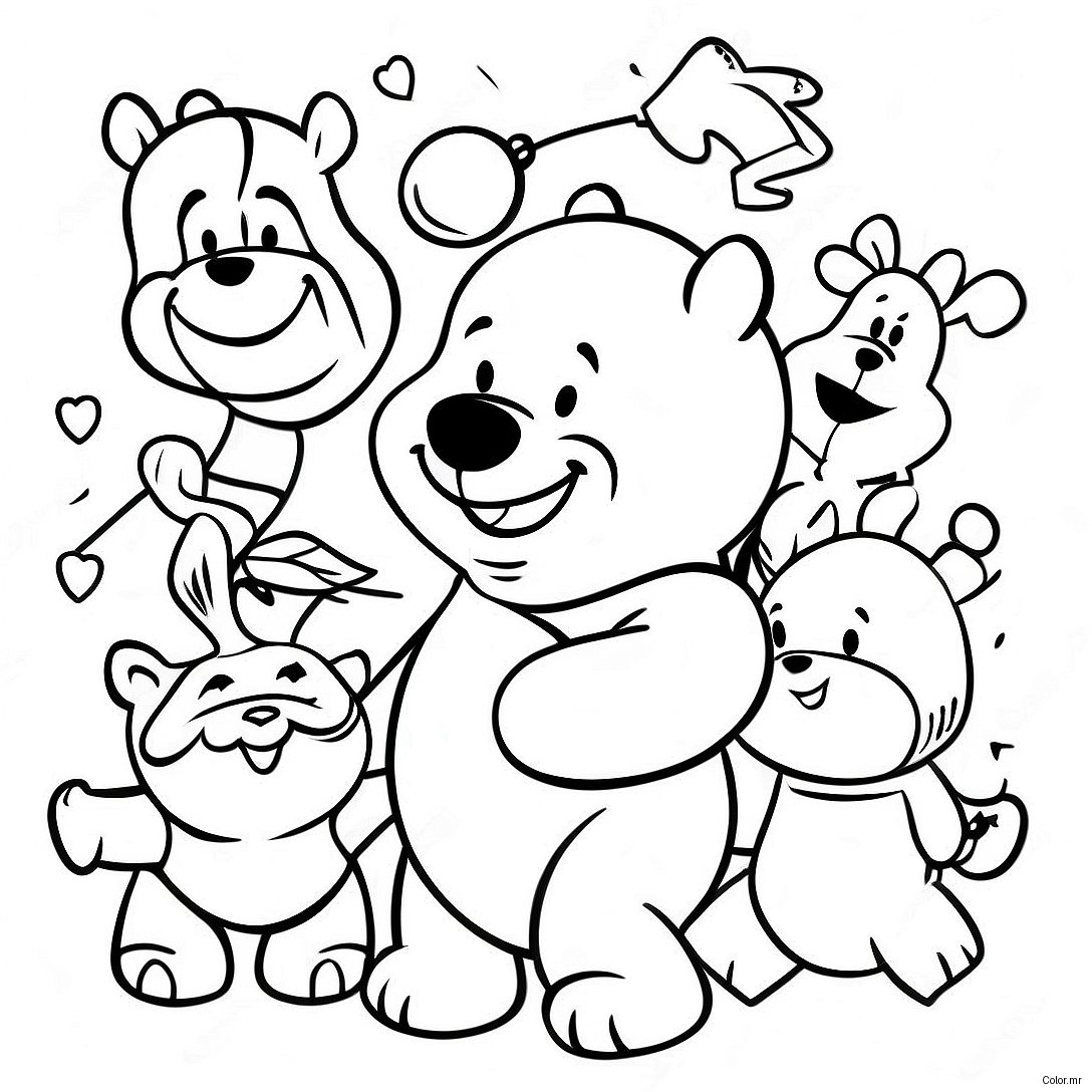 Festive Winnie The Pooh And Friends Coloring Page 11608 9512