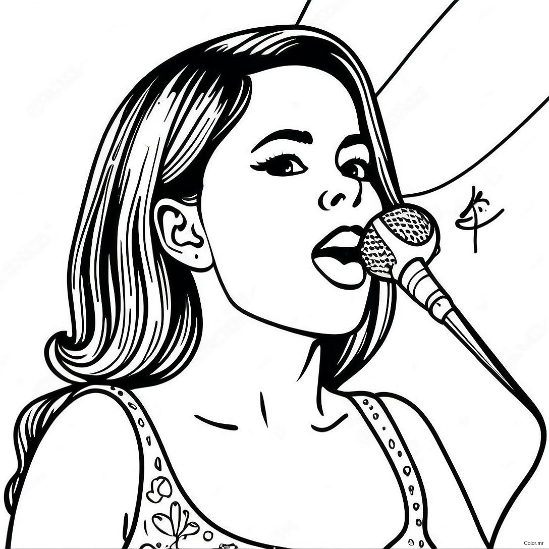 Selena Gomez Singing On Stage Coloring Page 27203 24821