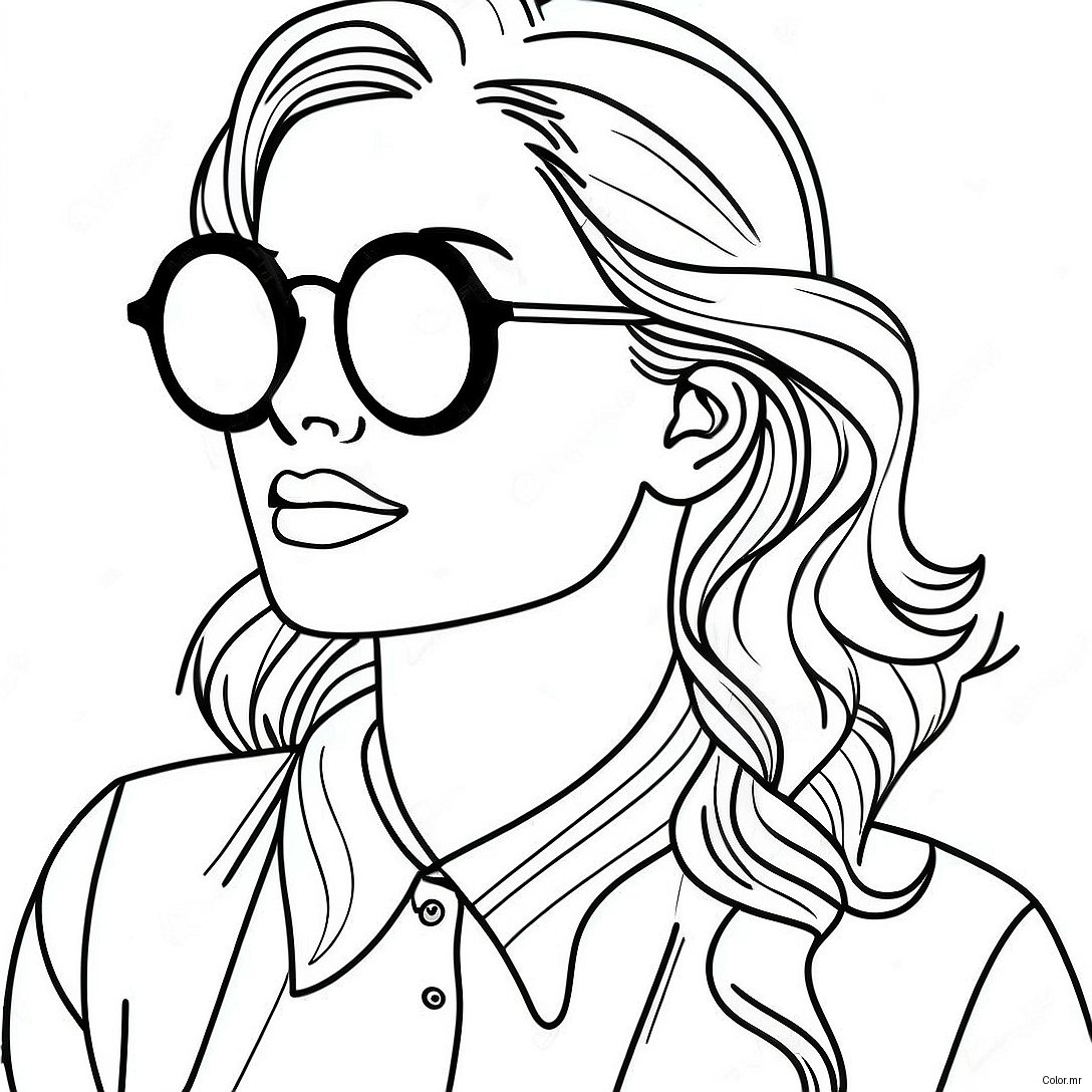 Stylish Tumblr Girl With Sunglasses Coloring Page 28887 26127
