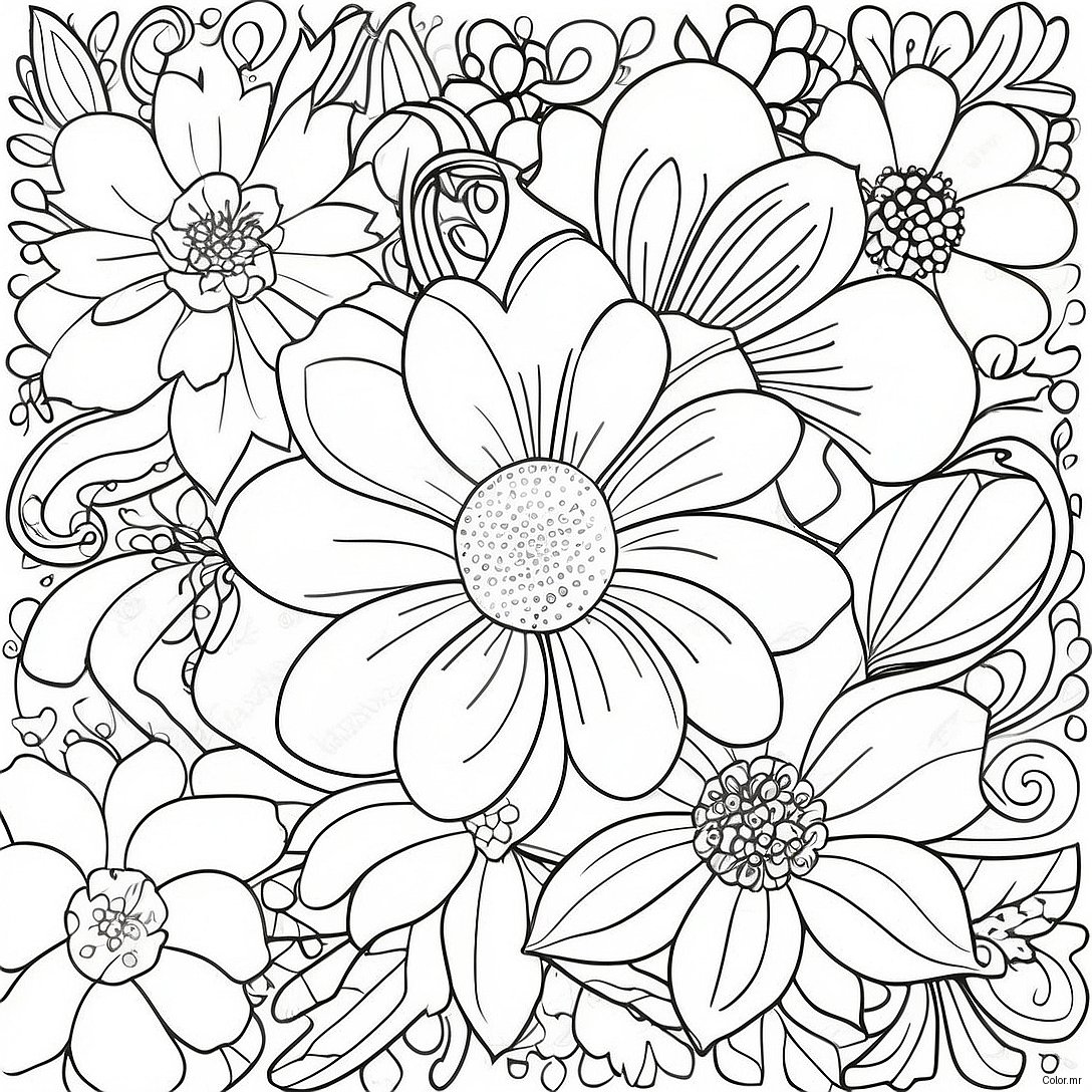 Vintage Grunge Floral Coloring Page 3891 3149