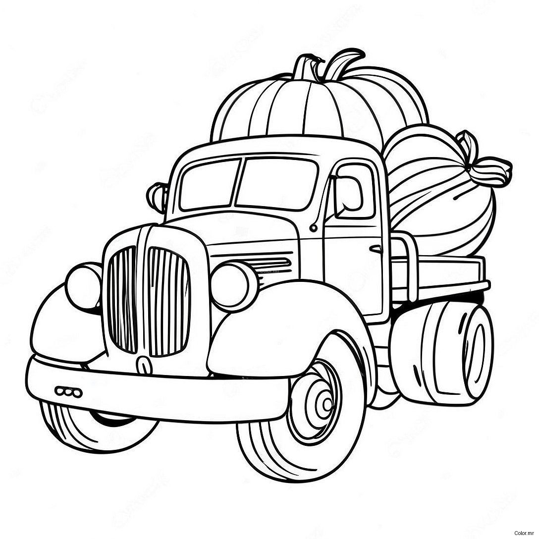 Vintage Pumpkin Truck Coloring Page 65971 54494