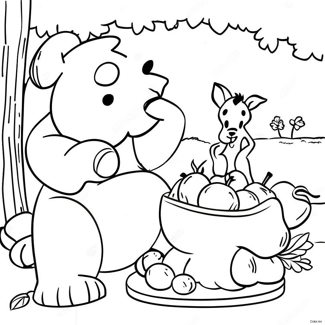 Winnie The Pooh And Friends Thanksgiving Feast Coloring Page 42842 35682
