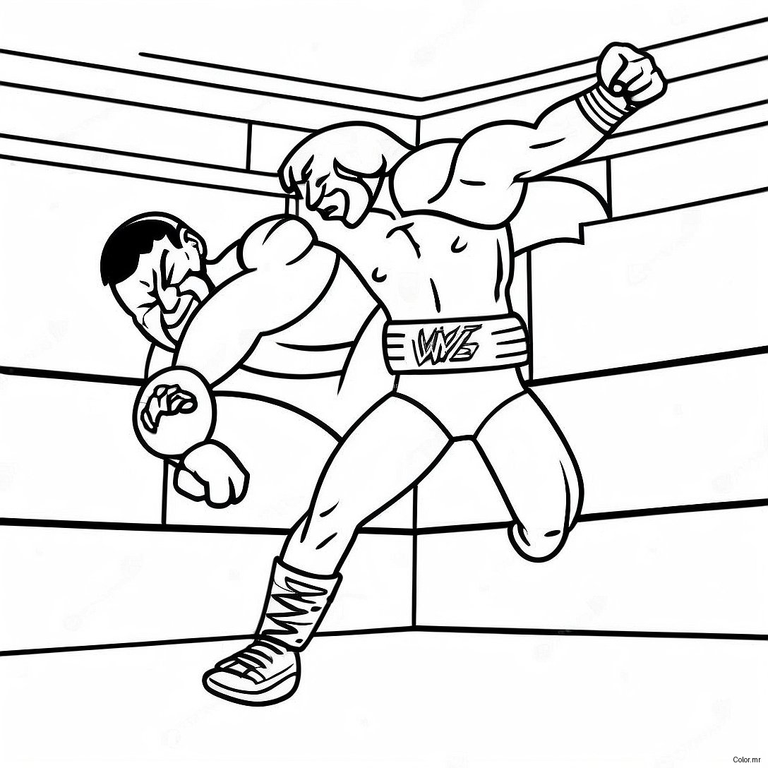 Wwe Wrestler Jumping On Opponent Grayscale Coloring Page 43062 35857