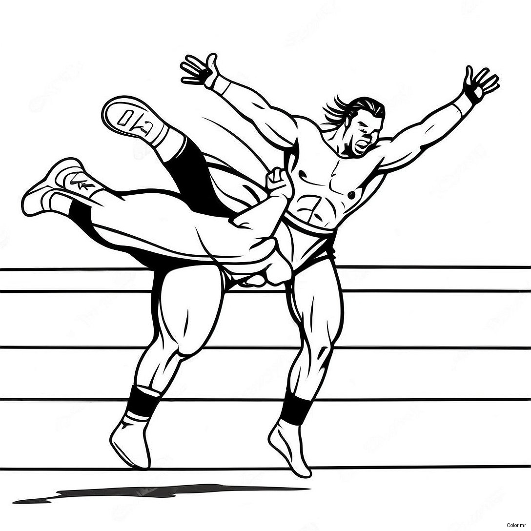 Wwe Wrestler Jumping On Opponent Grayscale Coloring Page 43062 35858