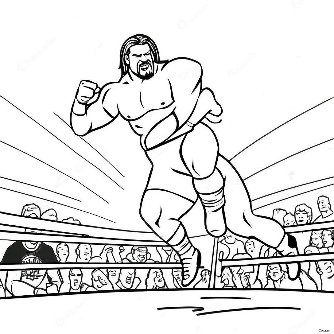 Wwe Wrestler Jumping On Opponent Grayscale Coloring Page 43062 35859