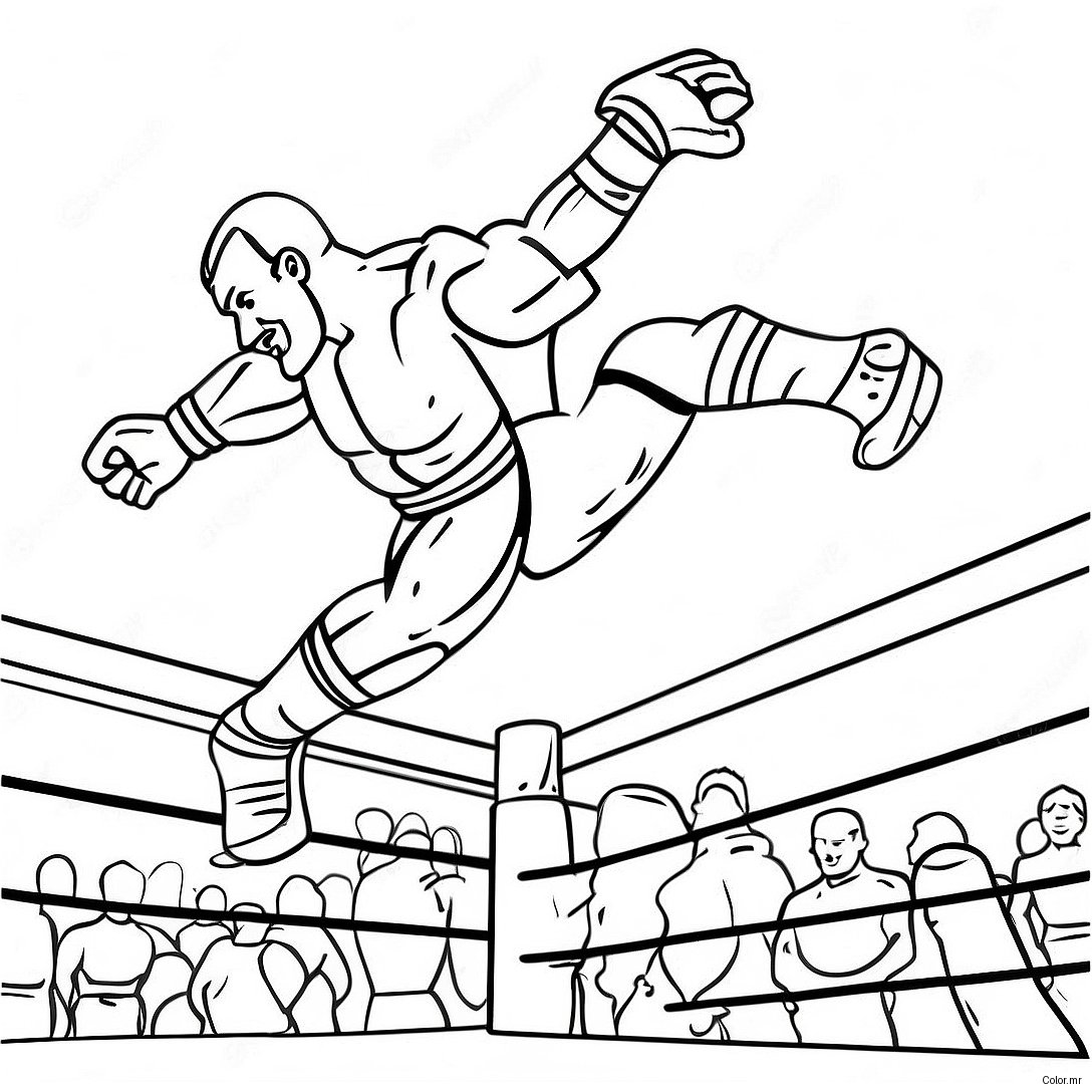 Wwe Wrestler Jumping On Opponent Grayscale Coloring Page 43062 35860