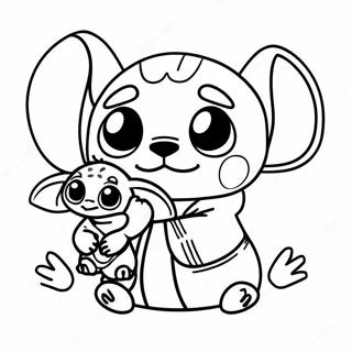 Stitch I Baby Yoda Kolorowanki