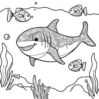 Kolorowanka Z Megalodonem Plywajacym W Oceanie 1802 1488