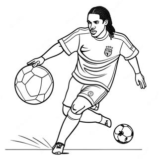 Ronaldinho Dribbling A Soccer Ball Kolorowanka 19769-18468