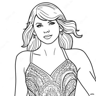 Kolorowanka Taylor Swift W Oszalamiajacej Czerwonej Sukience 19929-18596