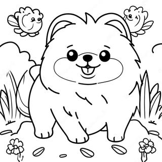 Kolorowanka Puszysty Pomeranian W Ogrodzie 21663-20087