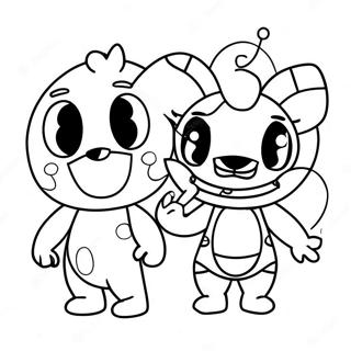 Kolorowanka Chibi Slonca I Ksiezyca Z Postaciami Fnaf 27013-24669