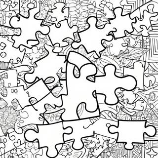 Kolorowanka Z Kolorowymi Kawalkami Puzzli O Autyzmie 2788-2269