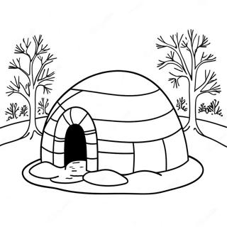 Kolorowanka Przytulnego Igloo W Snieznym Krajobrazie 32642-16993