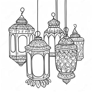 Kolorowanka Z Kolorowymi Lampionami Eid 3320-2702