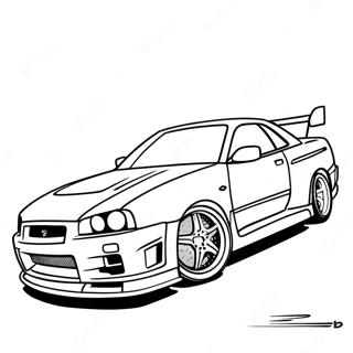 Kolorowanka Nissan Skyline R34 W Akcji Wyscigowej 36966-30790