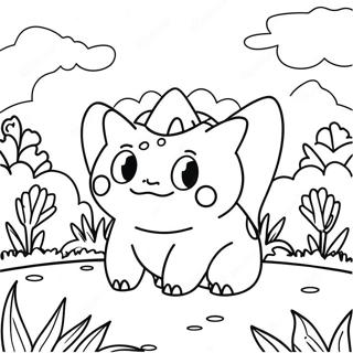 Kolorowanka Z Bulbasaur W Ogrodzie Kwiatowym 38407-31927