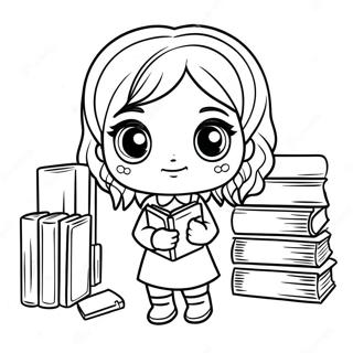 Kolorowanka Chibi Hermione Granger Z Ksiazkami 39638-32897