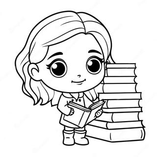 Kolorowanka Chibi Hermione Granger Z Ksiazkami 39638-32899