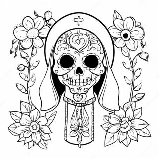 Kolorowa Santa Muerte Z Kwiatami 46174-38457