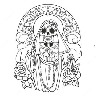 Kolorowa Santa Muerte Z Kwiatami 46174-38458