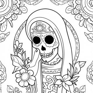 Kolorowa Santa Muerte Z Kwiatami 46174-38459