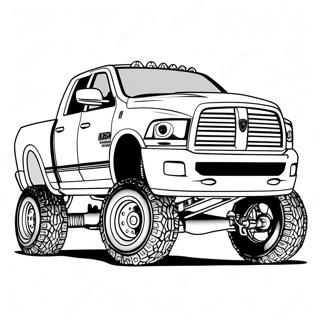 Kolorowanka Z Niestandardowym Podniesionym Samochodem Dodge Ram 1500 46854-39002