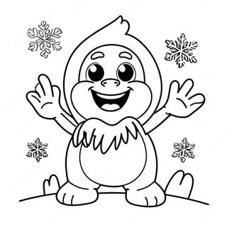 Uroczy Abominable Snowman Z Platkami Sniegu Kolorowanka 48045-39941