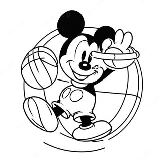 Kolorowanka Mickey Mouse Wykonujacego Wsad W Koszykowke 49355-40989