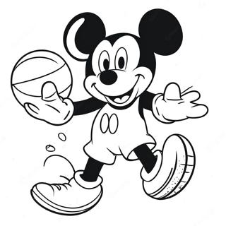 Kolorowanka Mickey Mouse Wykonujacego Wsad W Koszykowke 49355-40990