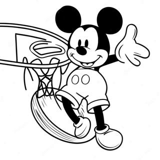 Kolorowanka Mickey Mouse Wykonujacego Wsad W Koszykowke 49355-40991