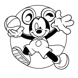 Kolorowanka Mickey Mouse Wykonujacego Wsad W Koszykowke 49355-41186