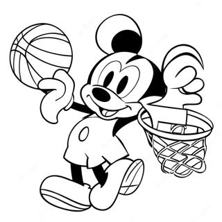 Kolorowanka Mickey Mouse Wykonujacego Wsad W Koszykowke 49355-41187