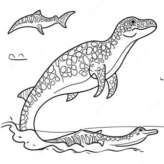 Kolorowanka Mosasaurus Plywajacy W Oceanie 51135-42590