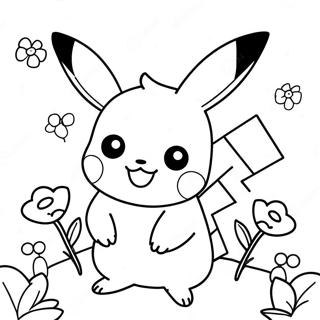 Urocza Dziewczyna Pikachu Z Kwiatami Kolorowanka 52186-43429