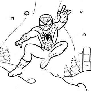 Swiateczny Spiderman Skaczacy Przez Snieg Kolorowanka 62708-51939