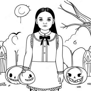 Kolorowanka Wednesday Addams W Strasznym Kostiumie 66151-54646