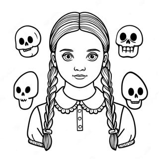 Kolorowanka Wednesday Addams W Strasznym Kostiumie 66151-54648