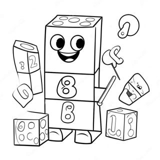 Kolorowanka Z Kolorowymi Numberblocks 8 W Akcji 67163-55422