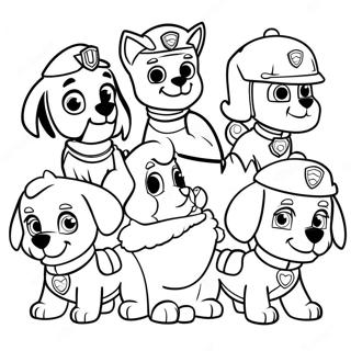 Postacie Paw Patrol W Czapkach Mikolaja Kolorowanka 672-537