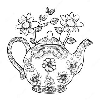 Kolorowanka Fantazyjnego Czajnika Z Kwiatami 69914-57824